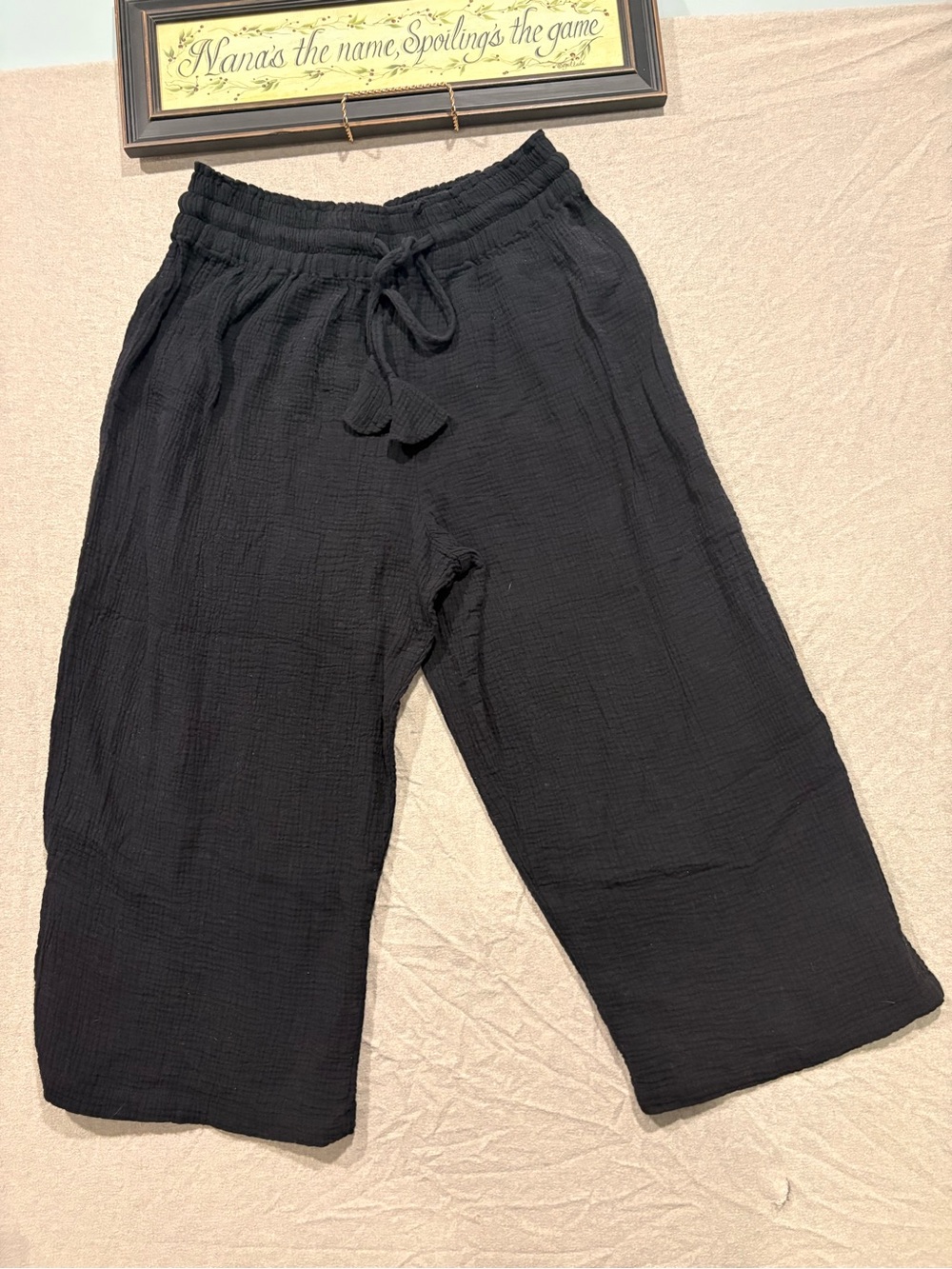 Cynthia Rowley Palooza Black Wide-Leg Crop Pants Stretch 2X 100% Cotton